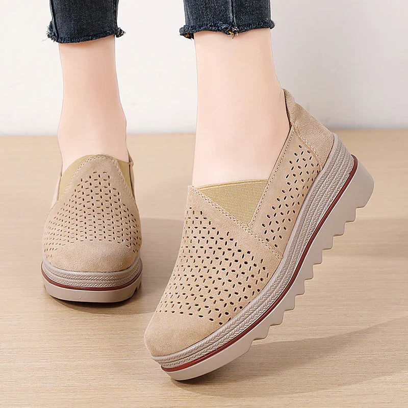 Women's Platform Loafers in Cow Suede