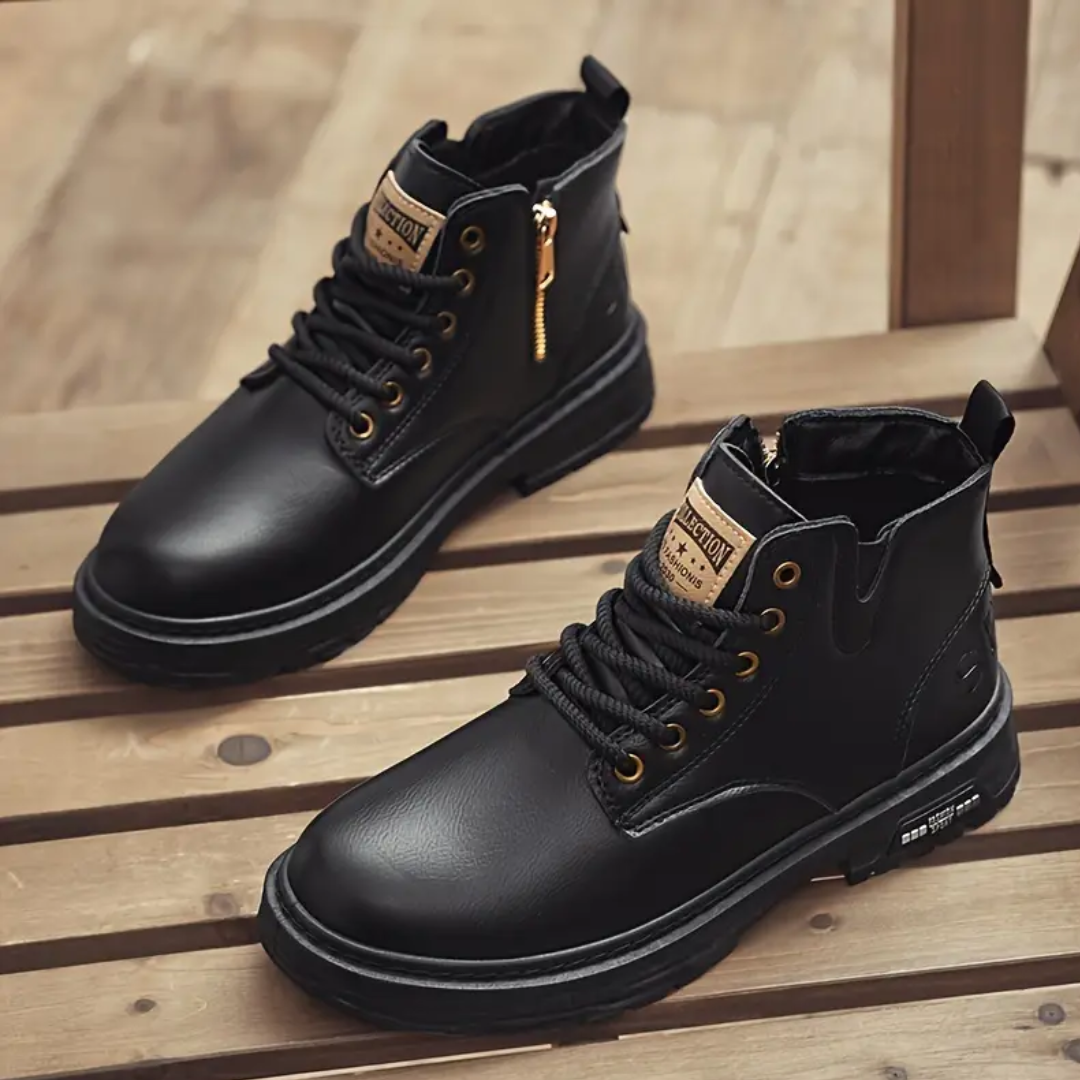 OCW Men Orthopedic Boots Comfortable Waterproof Casual Leather Non-slip Fashion Zipper