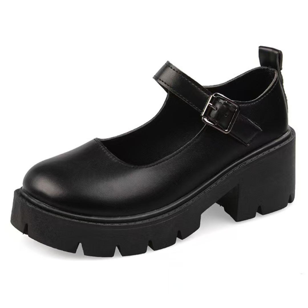 OCW Women Shoes Mary Jane Comfortable Leather Buckle Height Increased Walking
