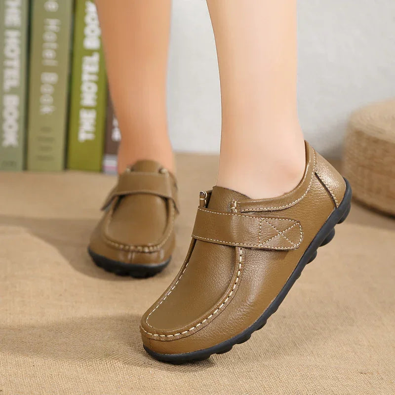 Women's Wide Toe Box Leather Loafers