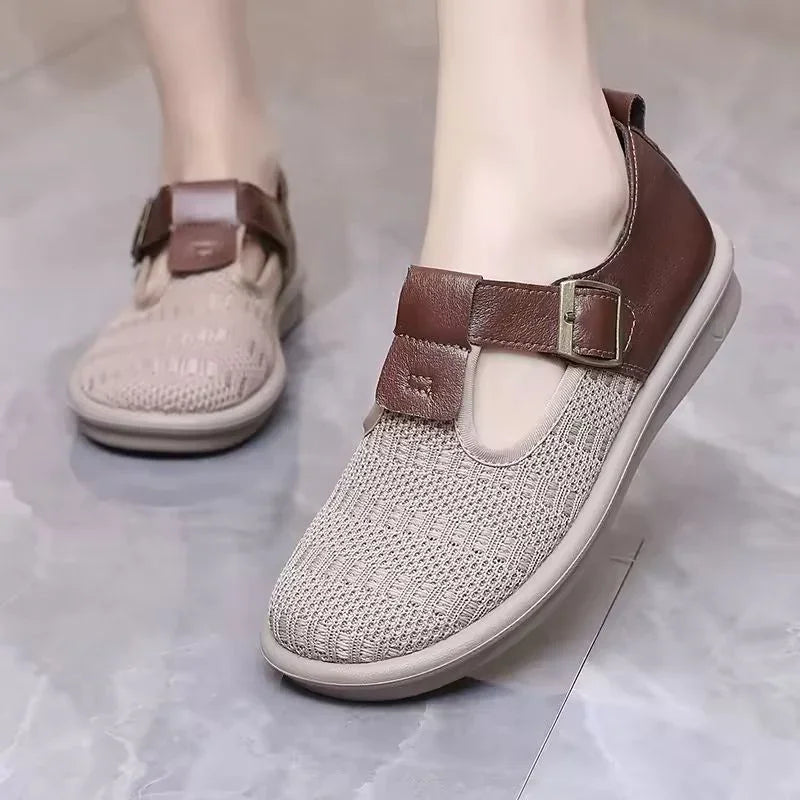 Women's Breathable Mesh Flat Shoes with Wide Toe Box