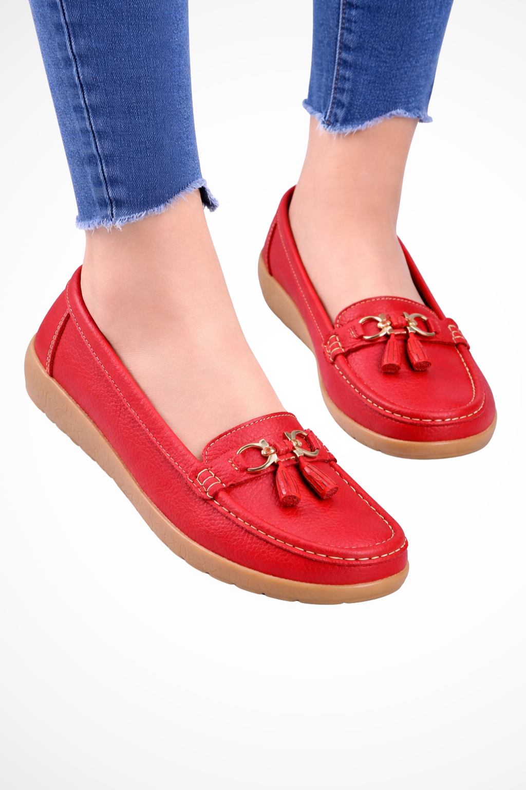 Women's Tassel Loafers Slip On Ballet Flats Rounded Square Toe Comfort Walking Shoes