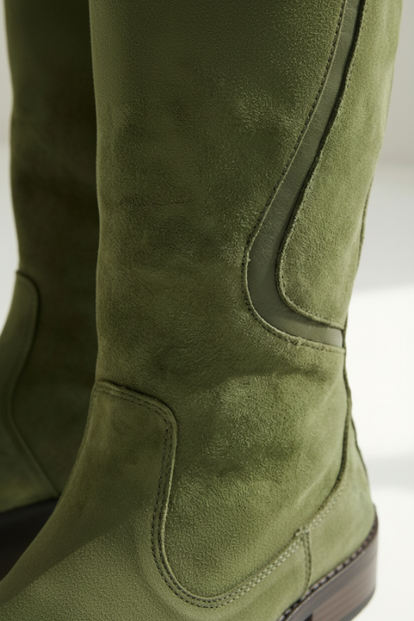 Women's Waterproof Boots | Knee-High Suede Buckle Strap