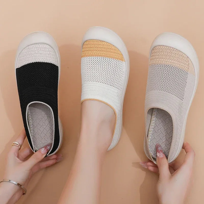 Women's Wide Toe Box Mesh Slip On Mules