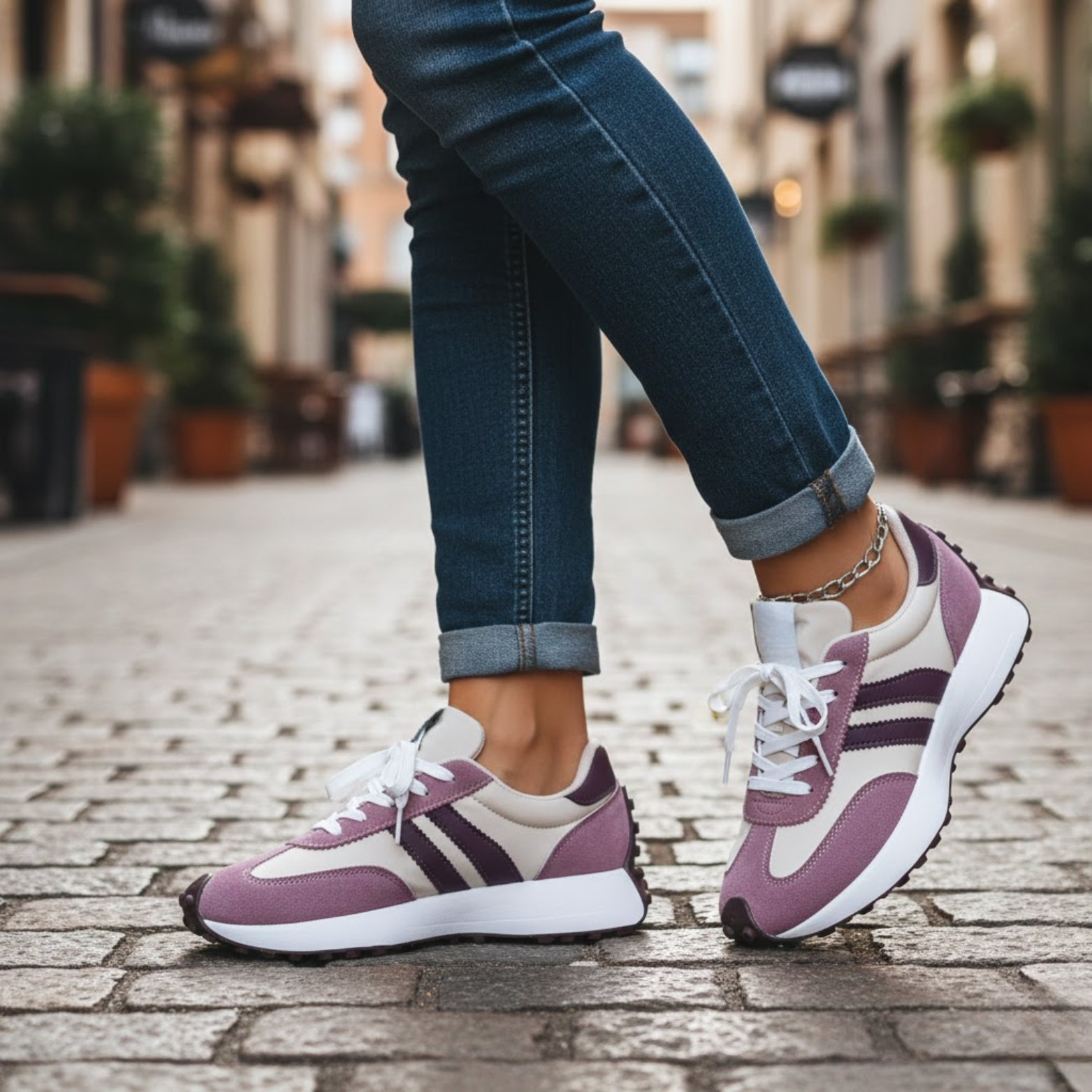 Women's Trendy Color Block Thick Sole Breathable Sports Shoes Versatile Student Casual Footwear