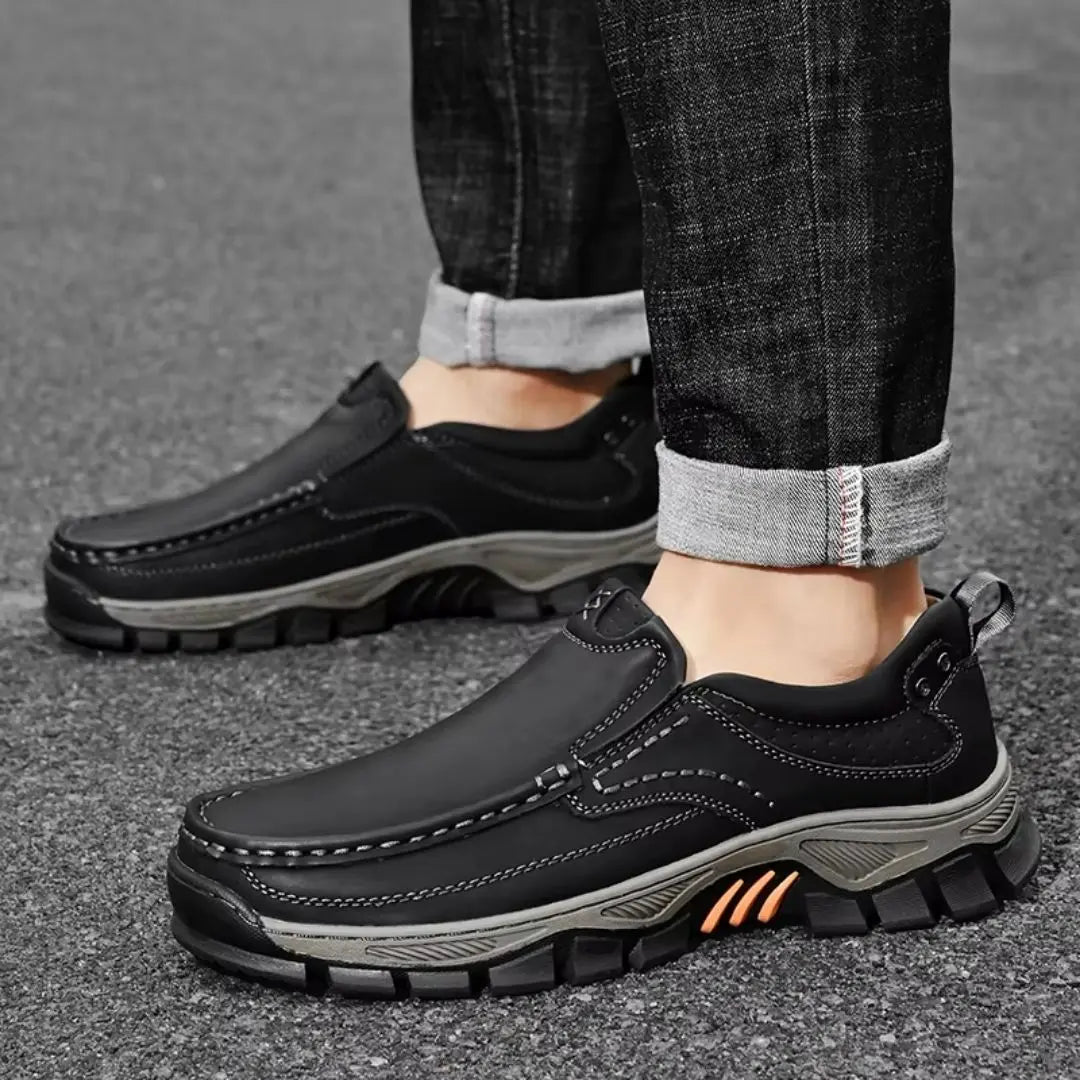 Mantraff Men's Leather Slip-On Walking Boots