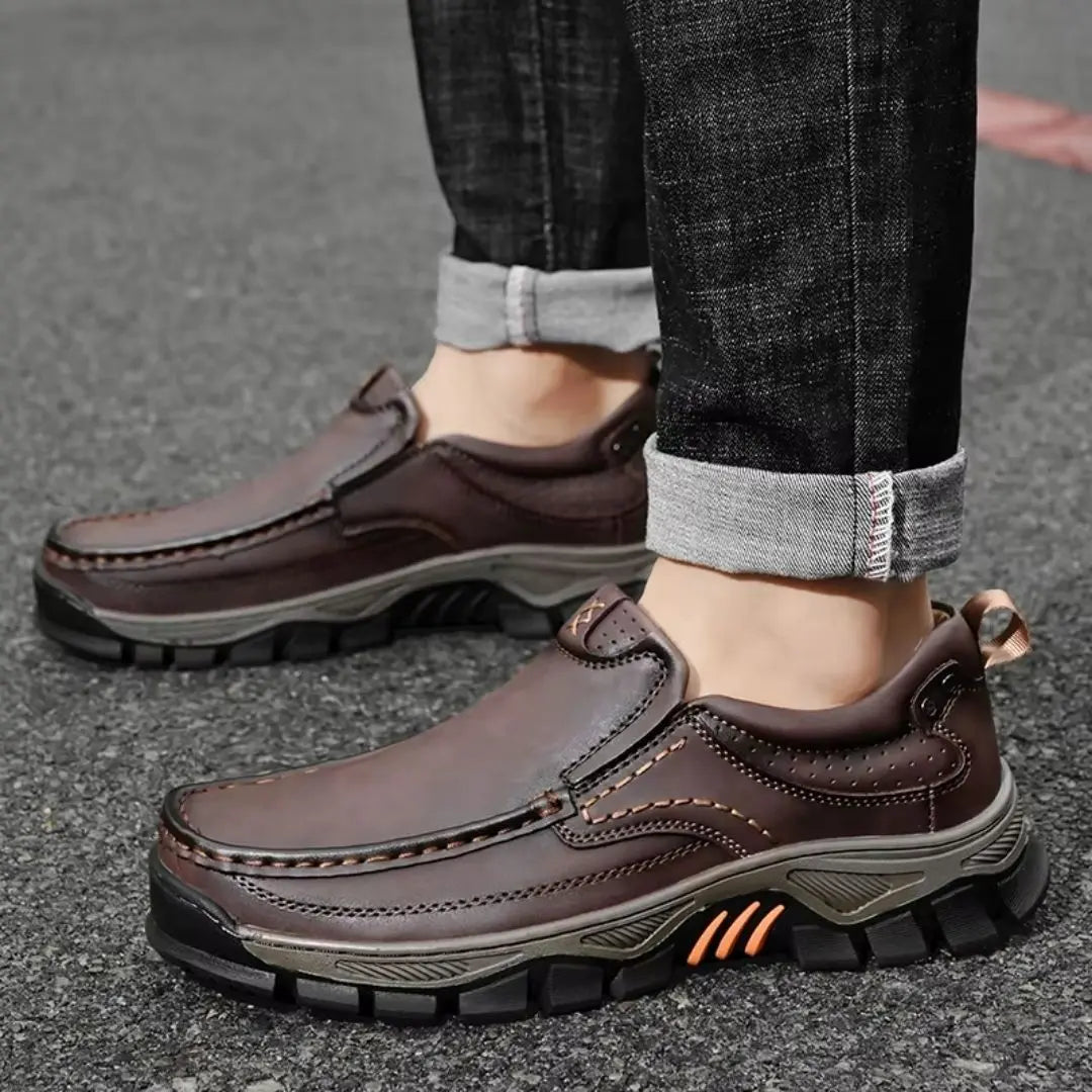 Mantraff Men's Leather Slip-On Walking Boots