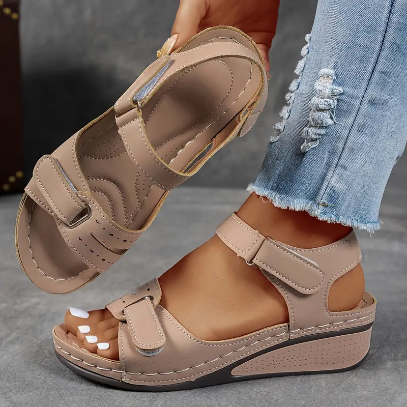 Women's Orthopedic Wedge Sandals Breathable Open Toe Adjustable Strap Walking Shoes