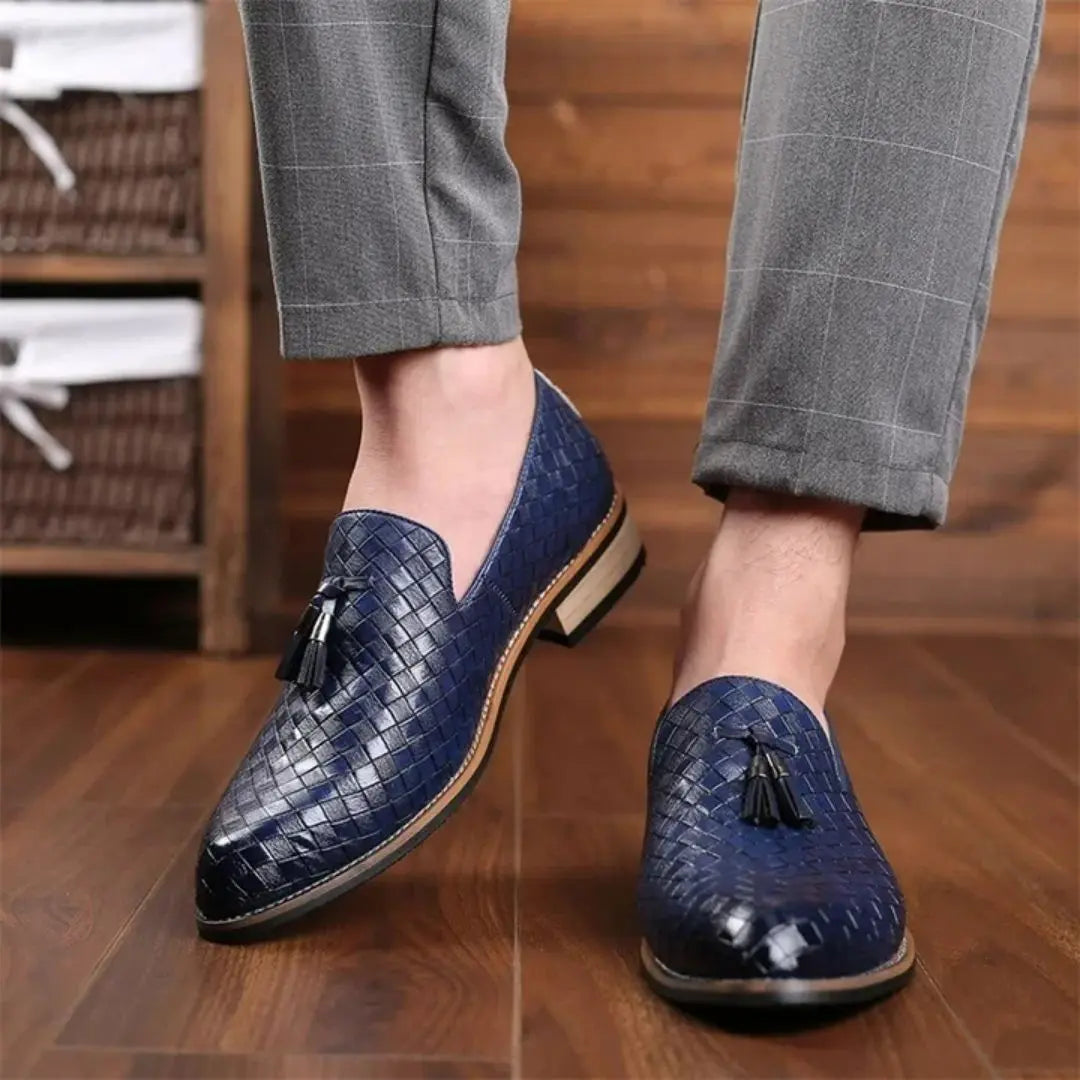 Valtieri Men's Woven Leather Tassel Loafers