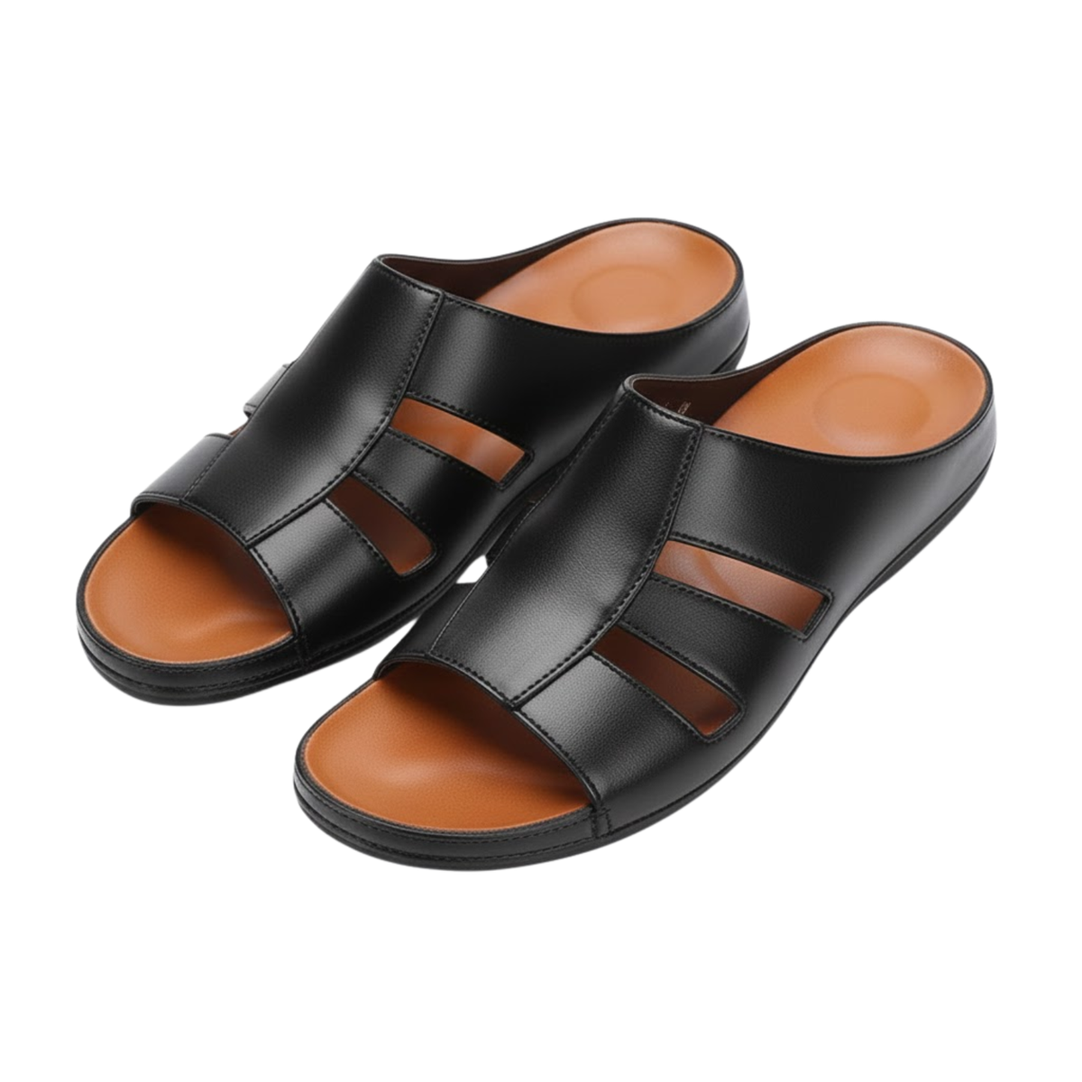 Men's Luxury Handmade Leather Peep Toe Slippers