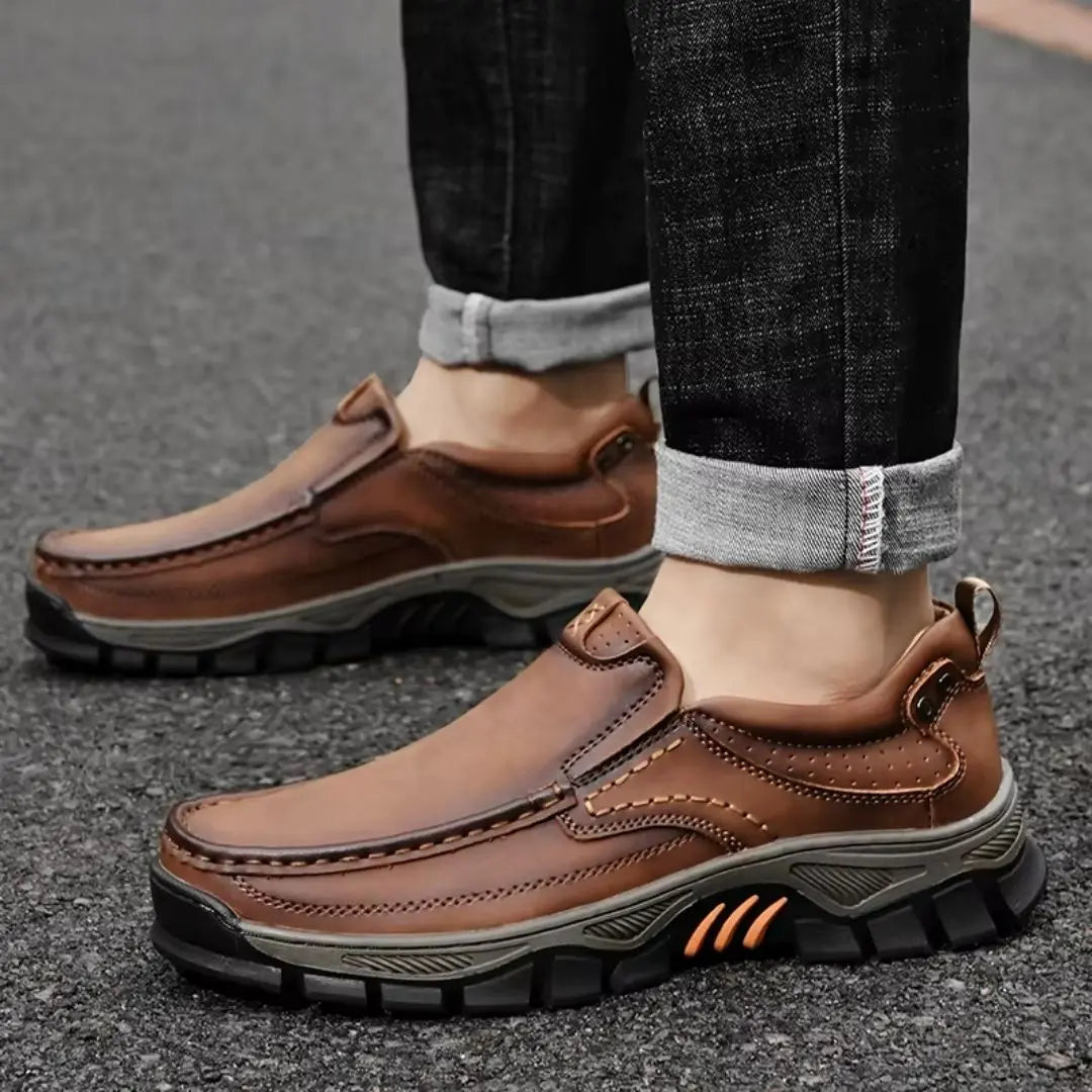 Mantraff Men's Leather Slip-On Walking Boots