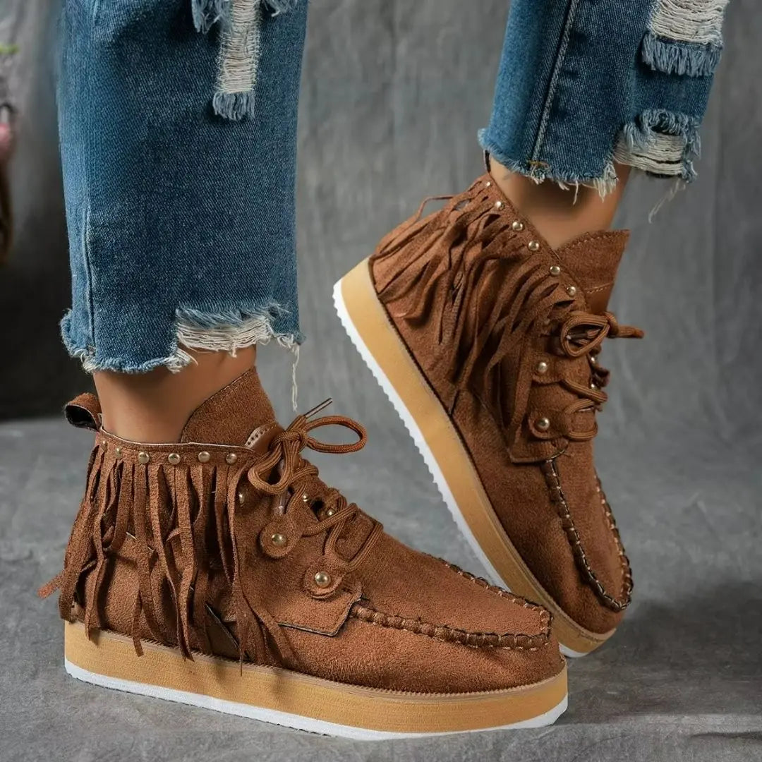 Women's Leather Chelsea Ankle Boots with Wedge Sole