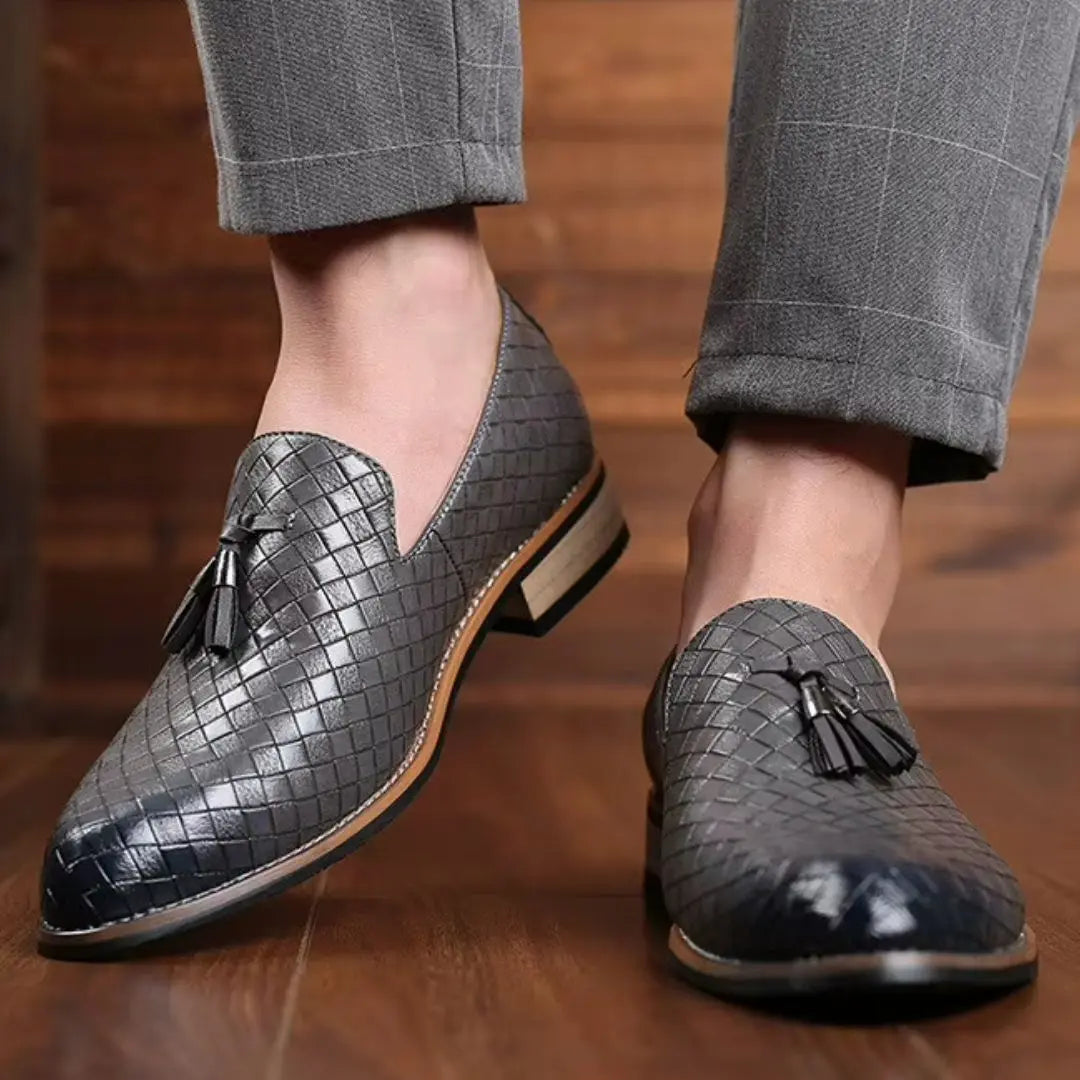Valtieri Men's Woven Leather Tassel Loafers