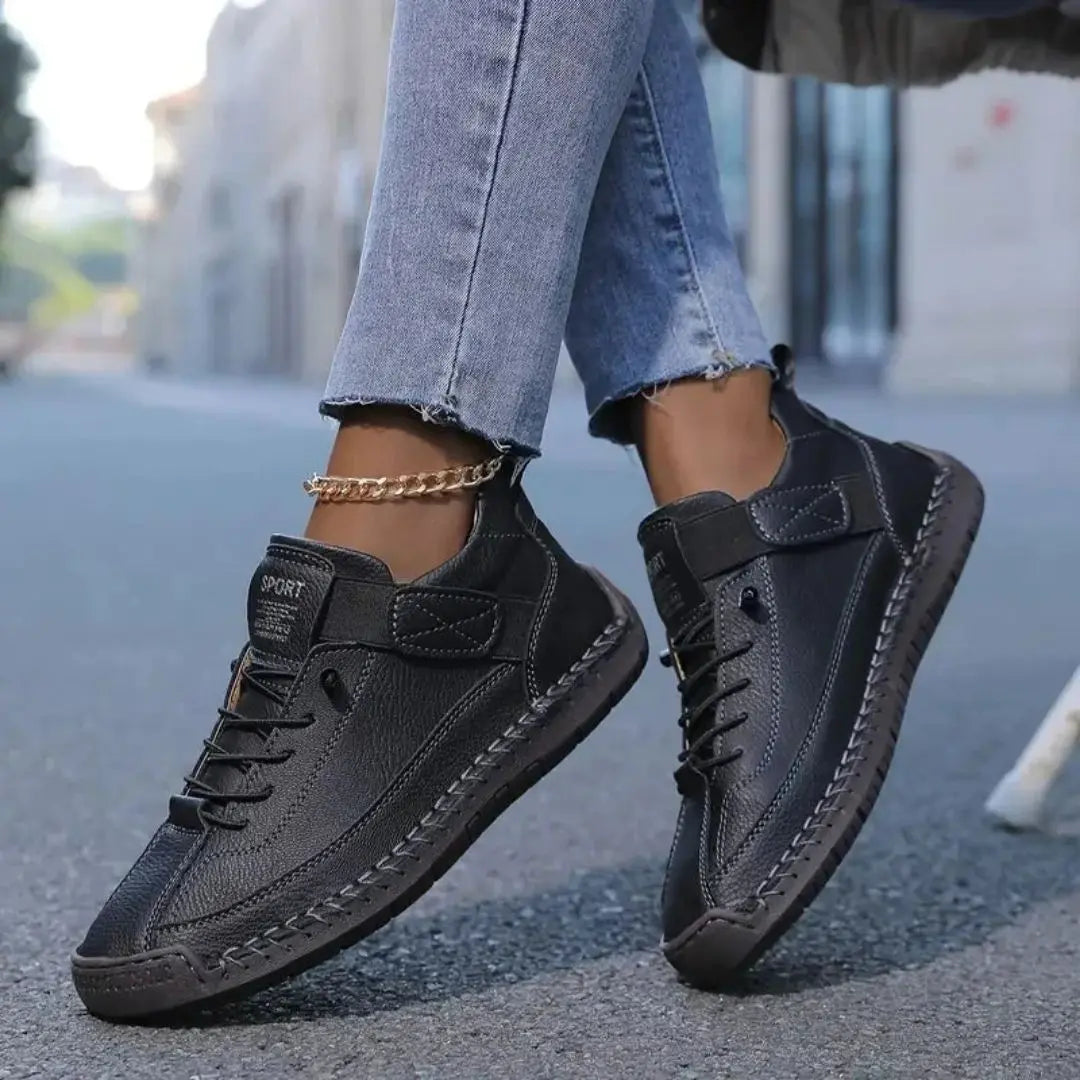 Emiline Women's Slip-On Leather Walking Sneakers - Wide Fit