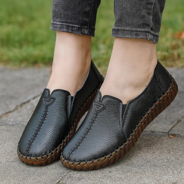 Lightweight Slip-On Bunion Flats - Wide Fit, Split Leather, Hollow Cut Options