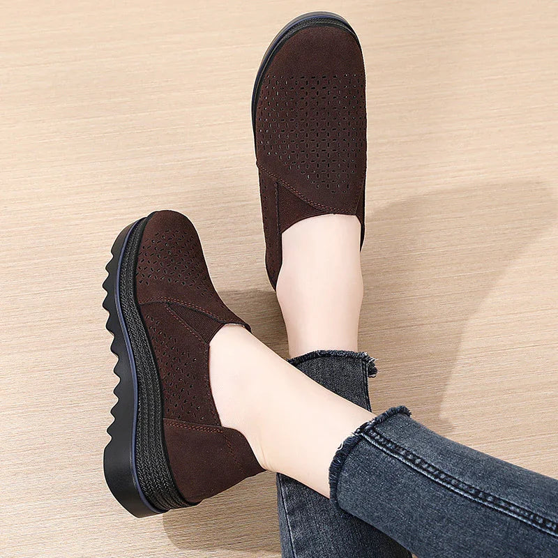 Women's Platform Loafers in Cow Suede