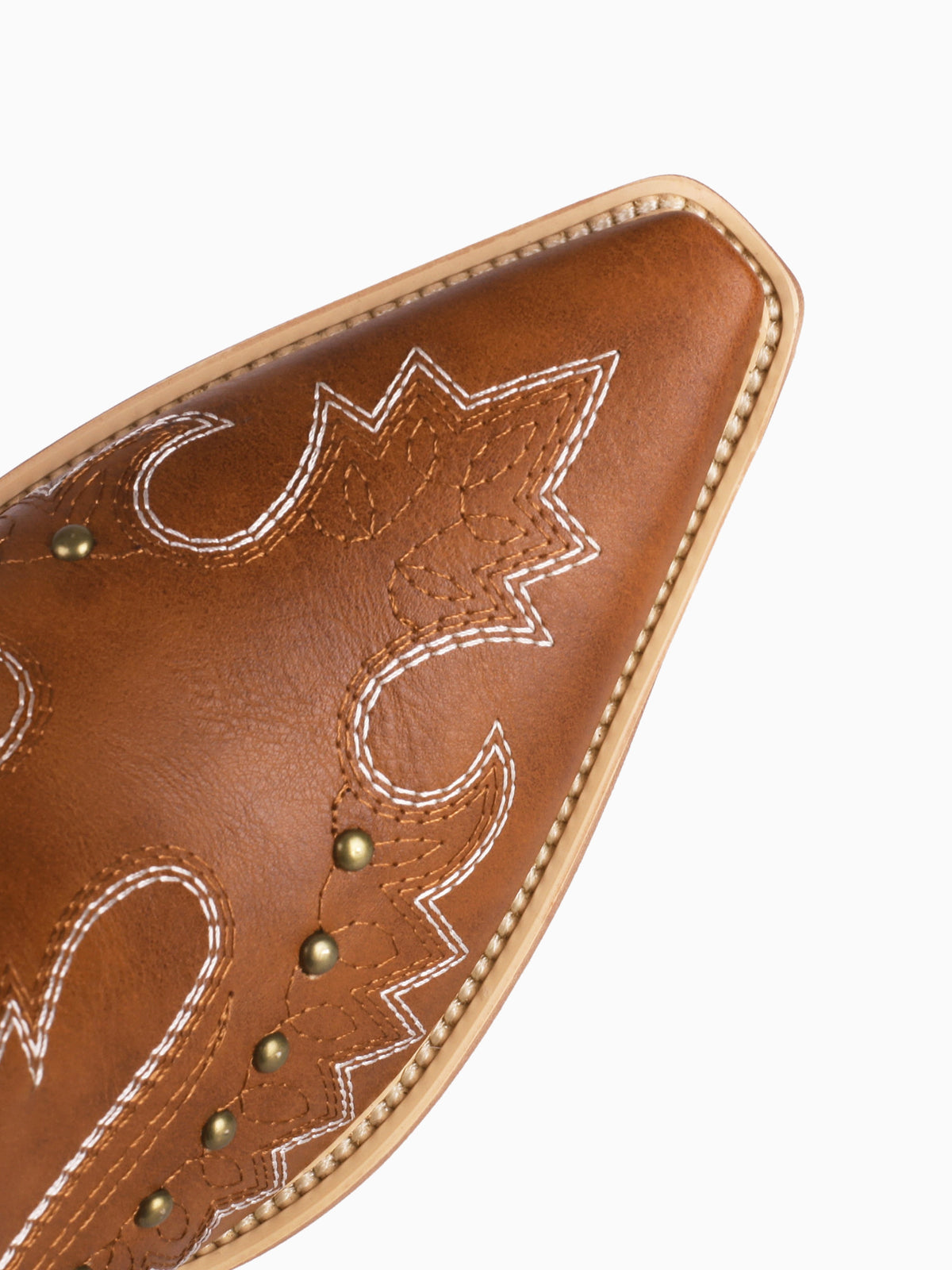 Brown Angel Wing Studded Mid Calf Cowgirl Boots