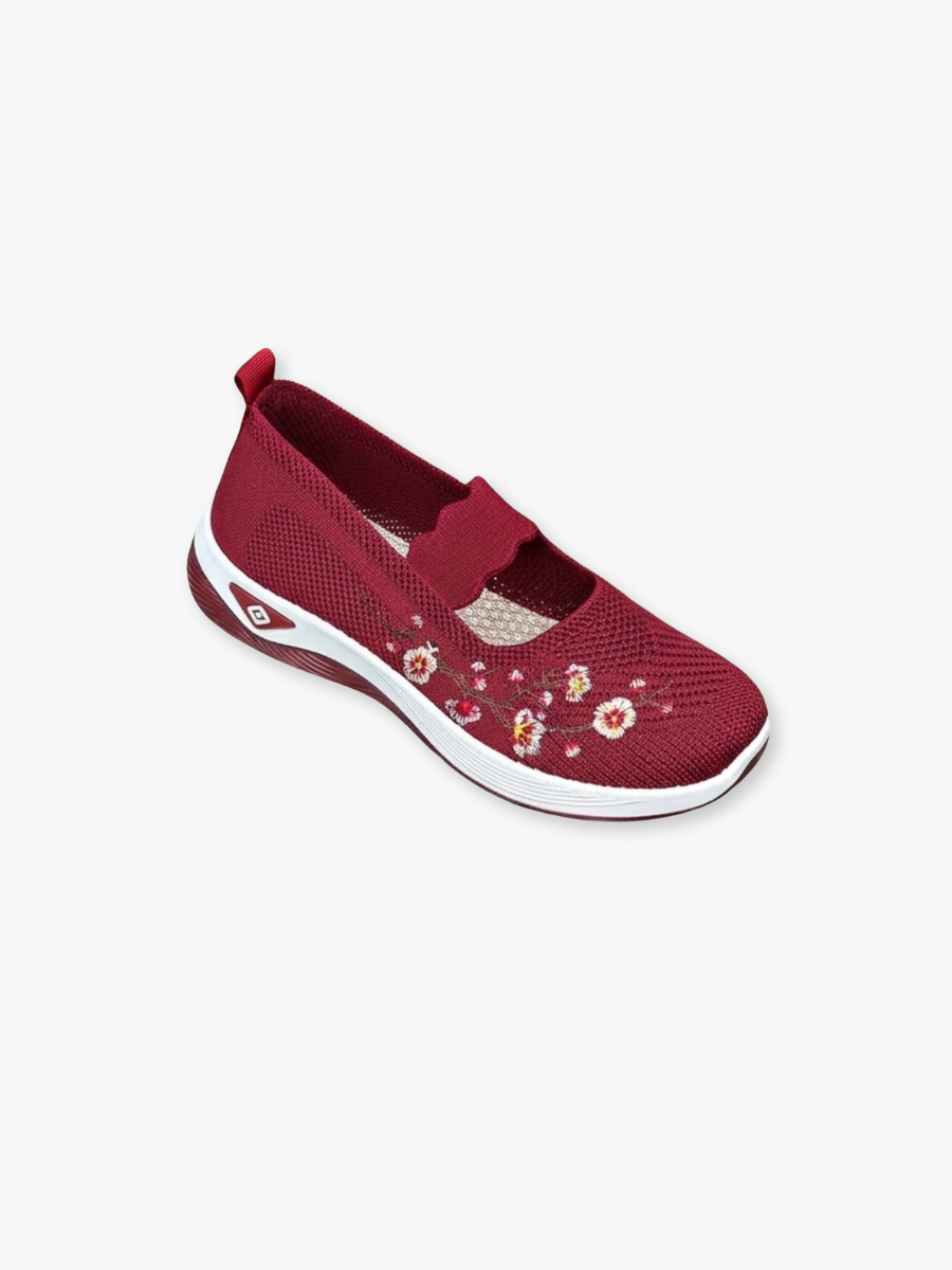 Orthopedic Walking Shoes With Floral Embroidery