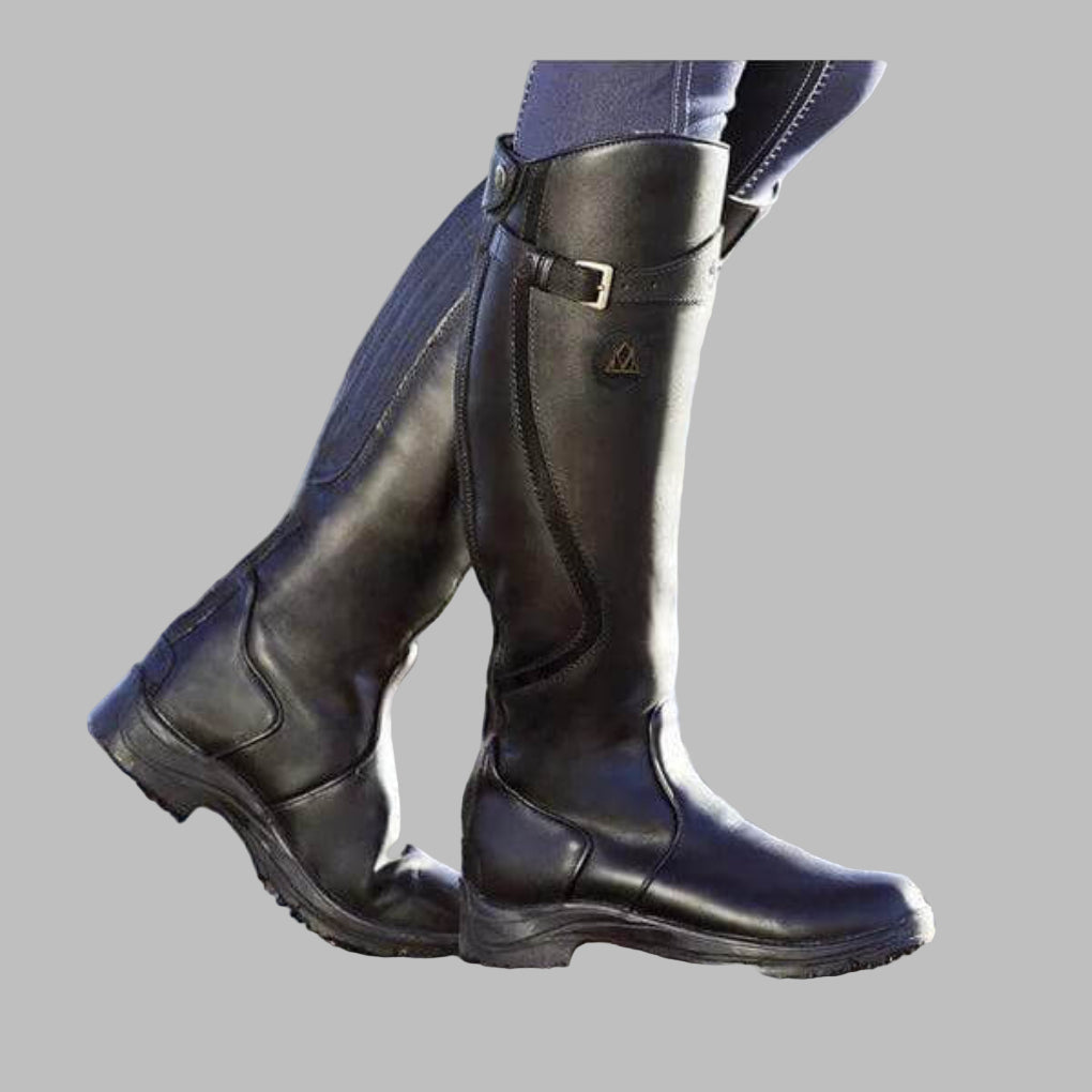 Women's Ergonomic Leather Tall Boots with Rugged Grip Sole
