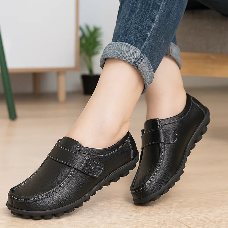 Women's Wide Toe Box Leather Loafers