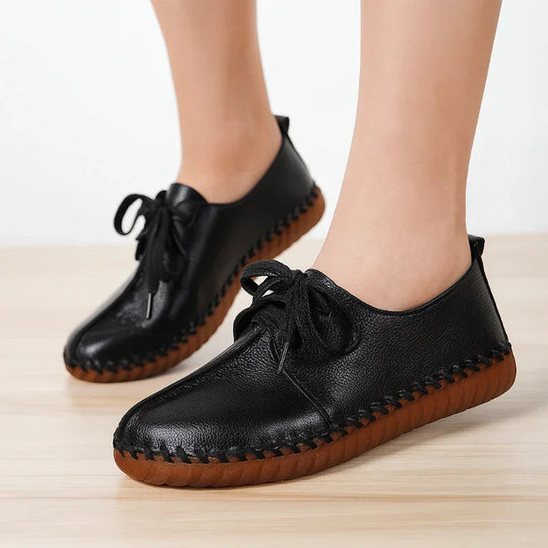 Genuine Leather Bunion Flats - Wide Toe Box, All-Day Comfort, Hollow Cut