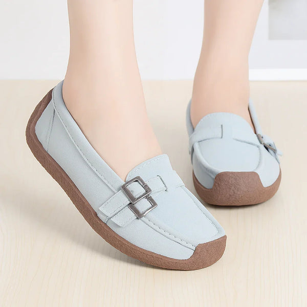 Women's Wide Fit Slip-On Leather Shoes