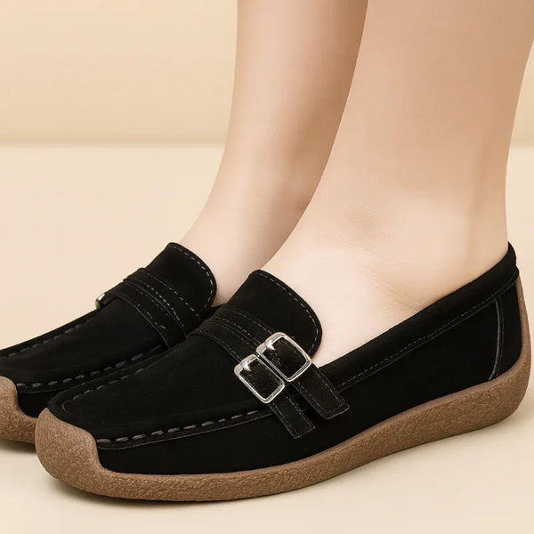 Women's Wide Fit Slip-On Leather Shoes