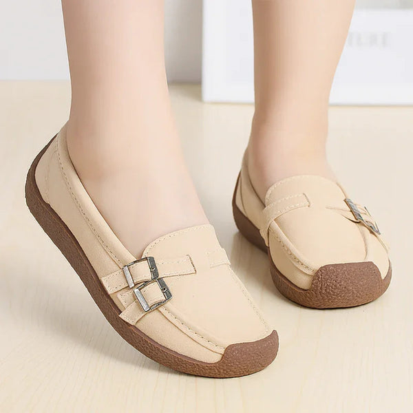 Women's Wide Fit Slip-On Leather Shoes