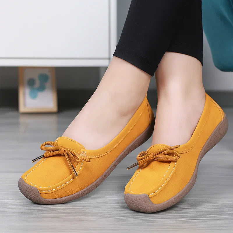 Women's Wide Fit Low-Cut Leather Flats