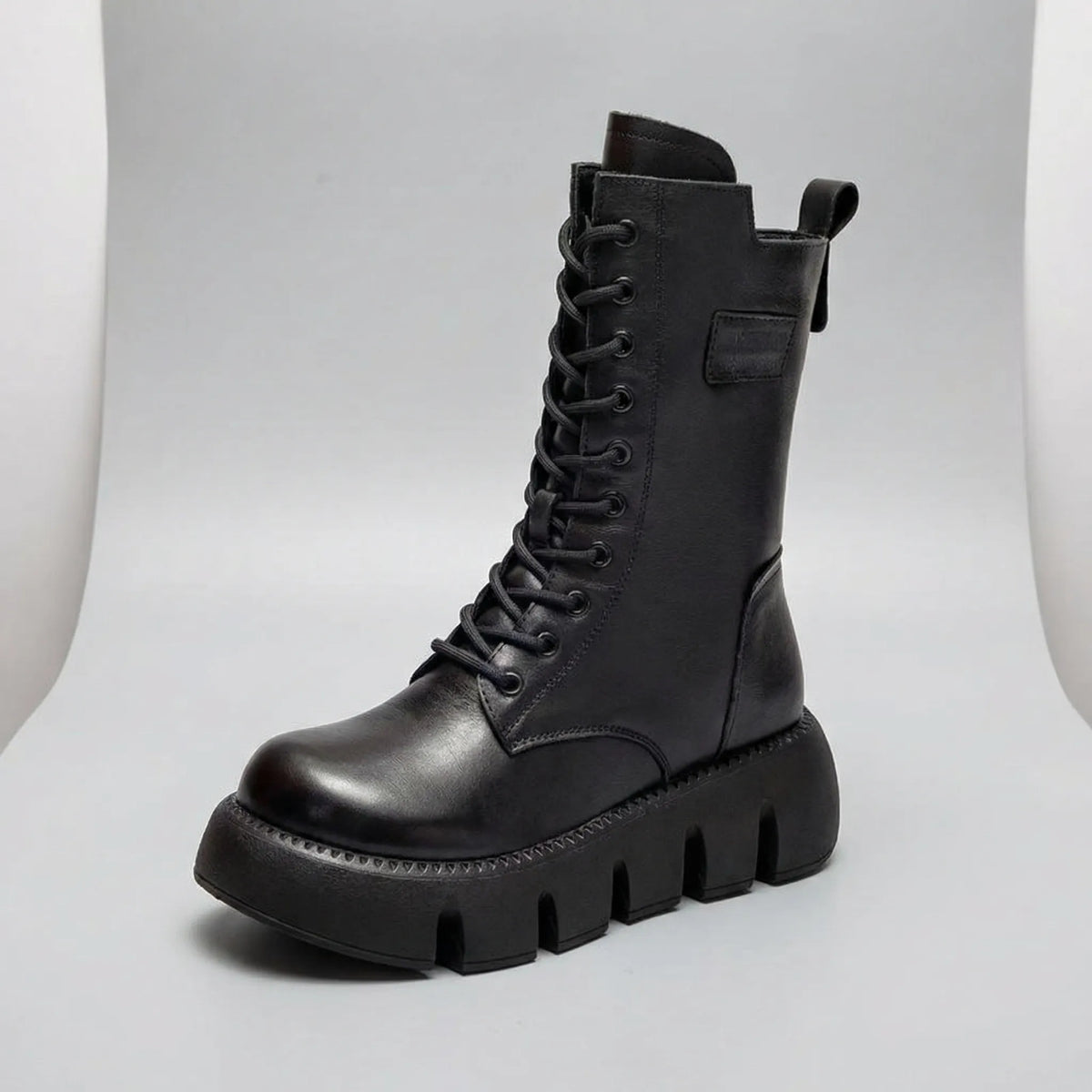 Women's Arch Support Platform Combat Boots – Non-Slip Sole, Lace-Up Closure