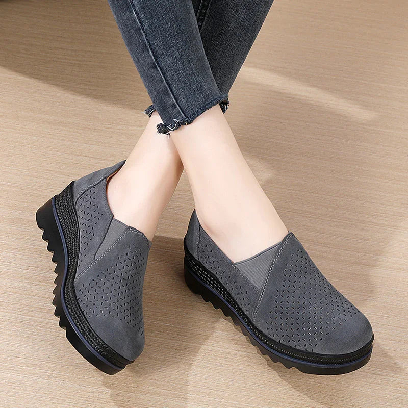 Women's Platform Loafers in Cow Suede