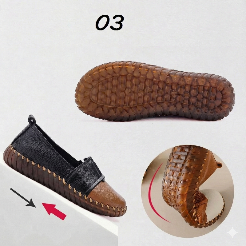 Women's Wide Toe Box Leather Loafers Two-Tone