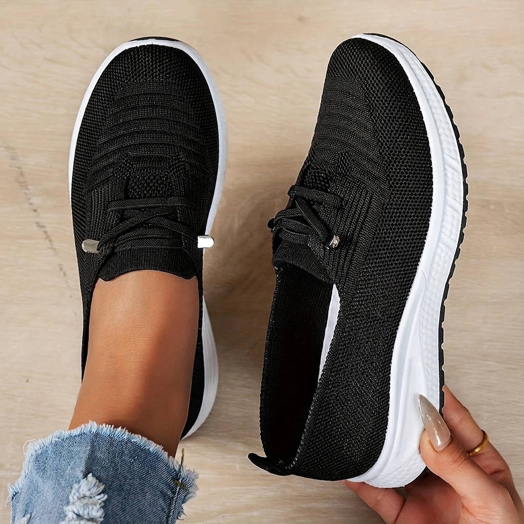 Womens Slip On Sneakers, Breathable Mesh Walking Shoes, Casual Lace Detail Comfort Loafers