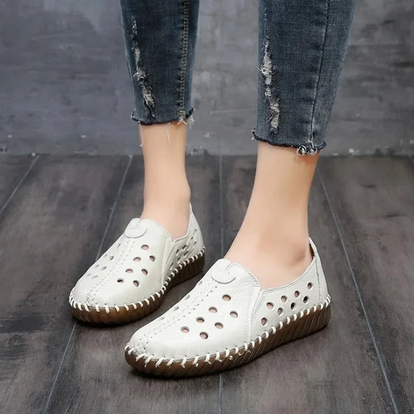Lightweight Slip-On Bunion Flats - Wide Fit, Split Leather, Hollow Cut Options