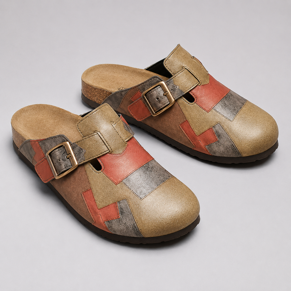 Men Clogs Cork Footbed Buckle Slip On Sandals
