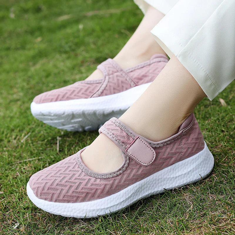 Women's Mary Jane Walking Shoes with Velcro Strap