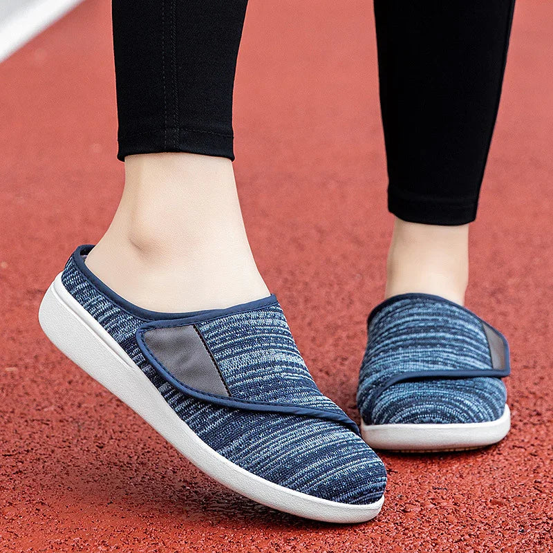 Women's Wide Fit Slip On Slippers with Adjustable Strap
