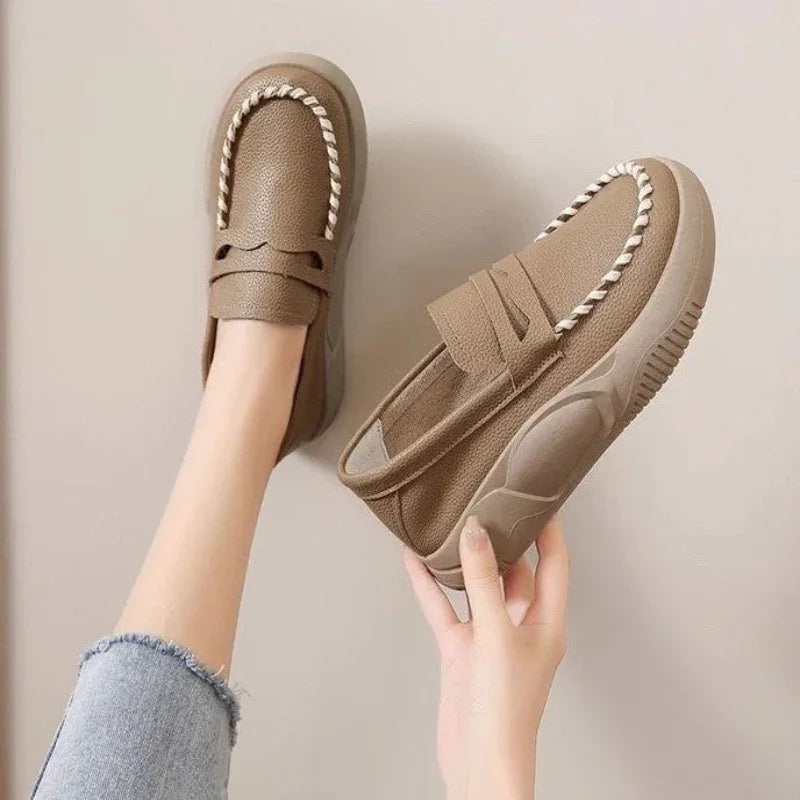 Women's Leather Penny Loafers with Cushioned Sole