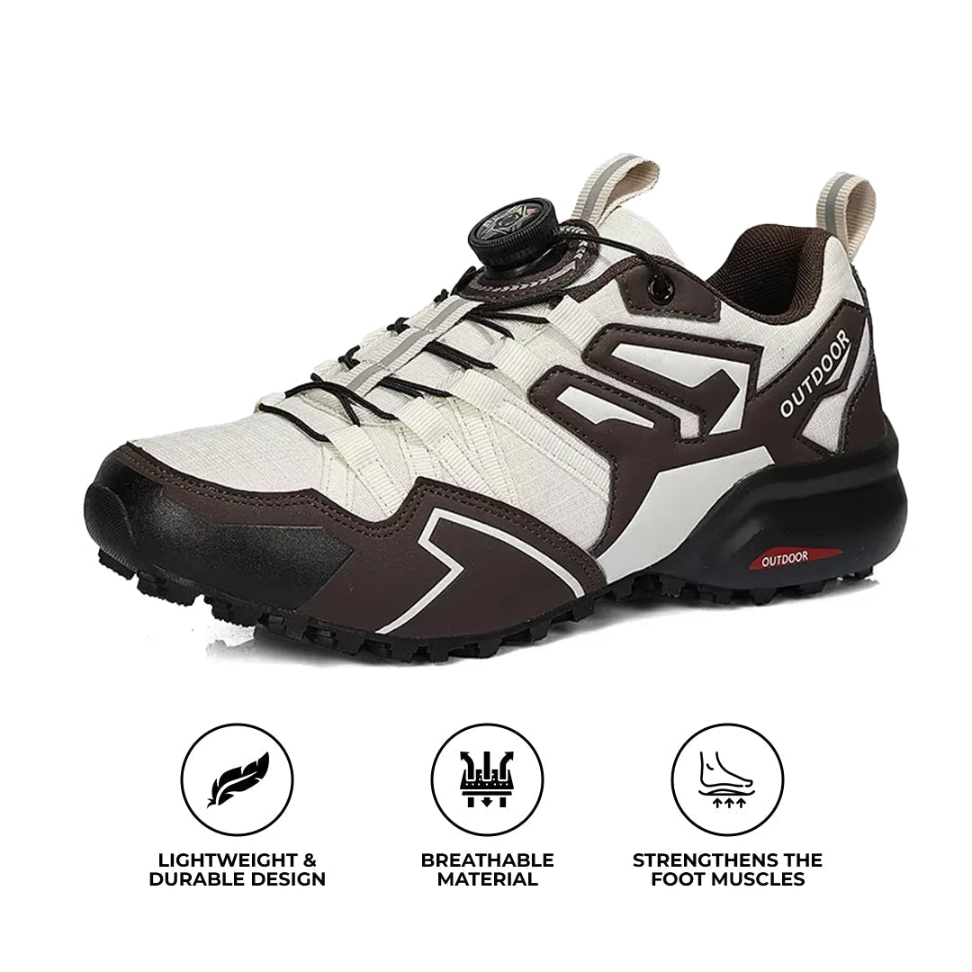 Orthopedic Hiking Shoes for Men Leather Walking Sneakers with Arch Support and Zip