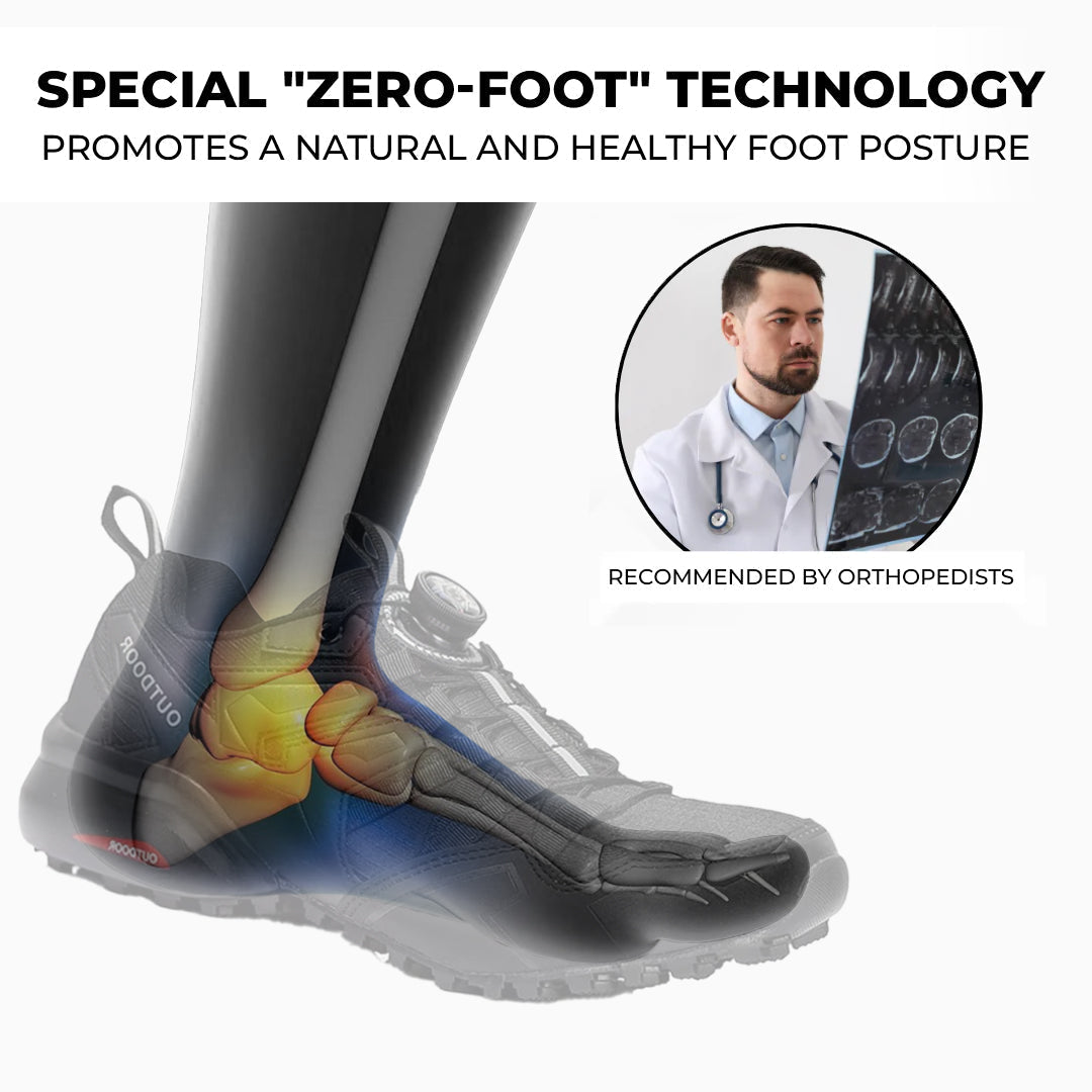 Orthopedic Hiking Shoes for Men Leather Walking Sneakers with Arch Support and Zip