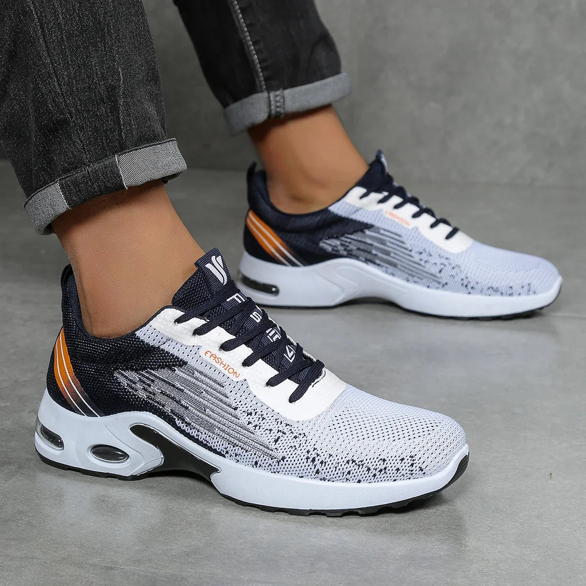 Men's Orthopedic Running Shoes Air Cushion Breathable Mesh Lace-Up Sports Sneakers