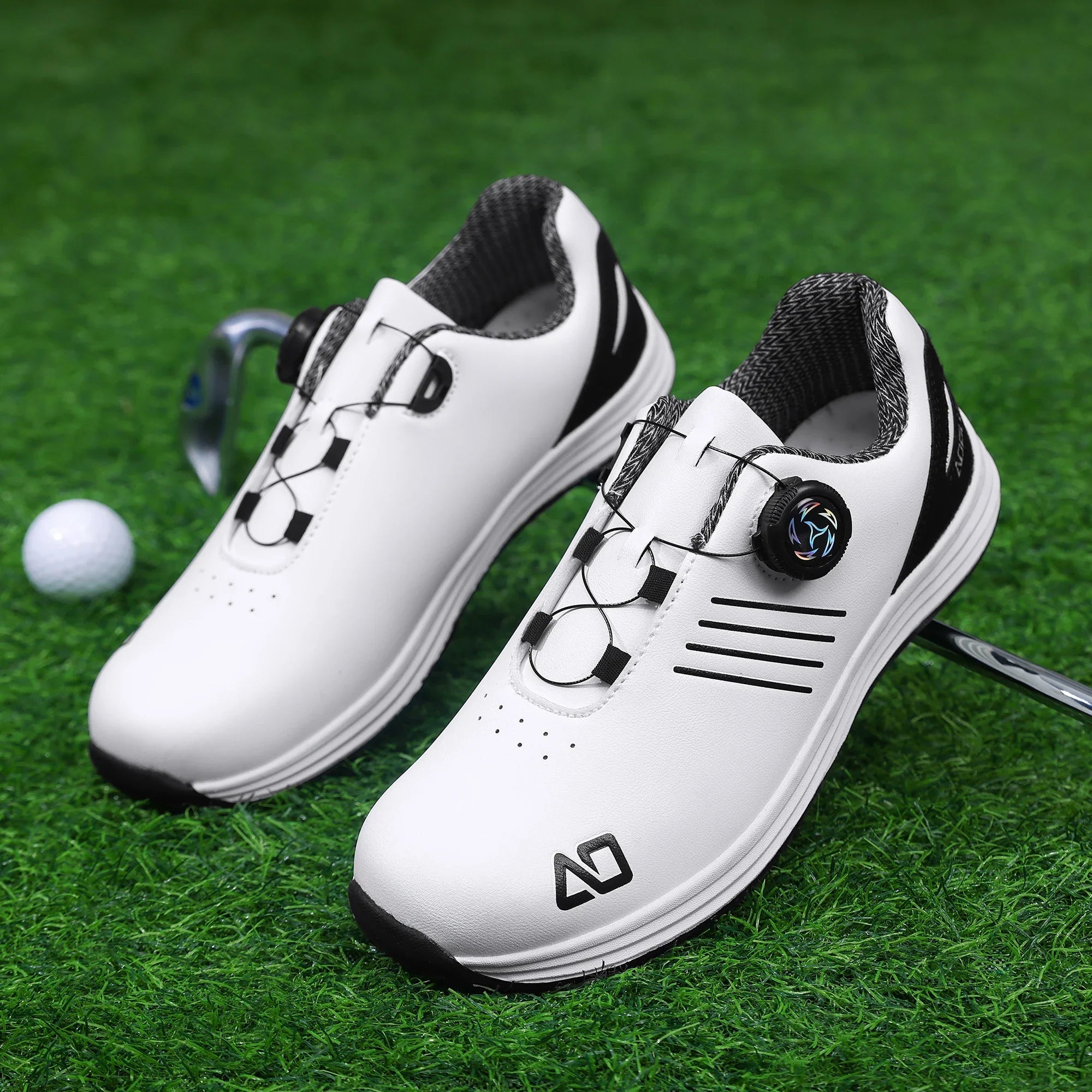 Men's Non-Slip Leather Golf Shoes – Durable TPR Outsole, Lace-Up Closure