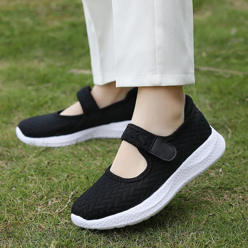 Women's Mary Jane Walking Shoes with Velcro Strap