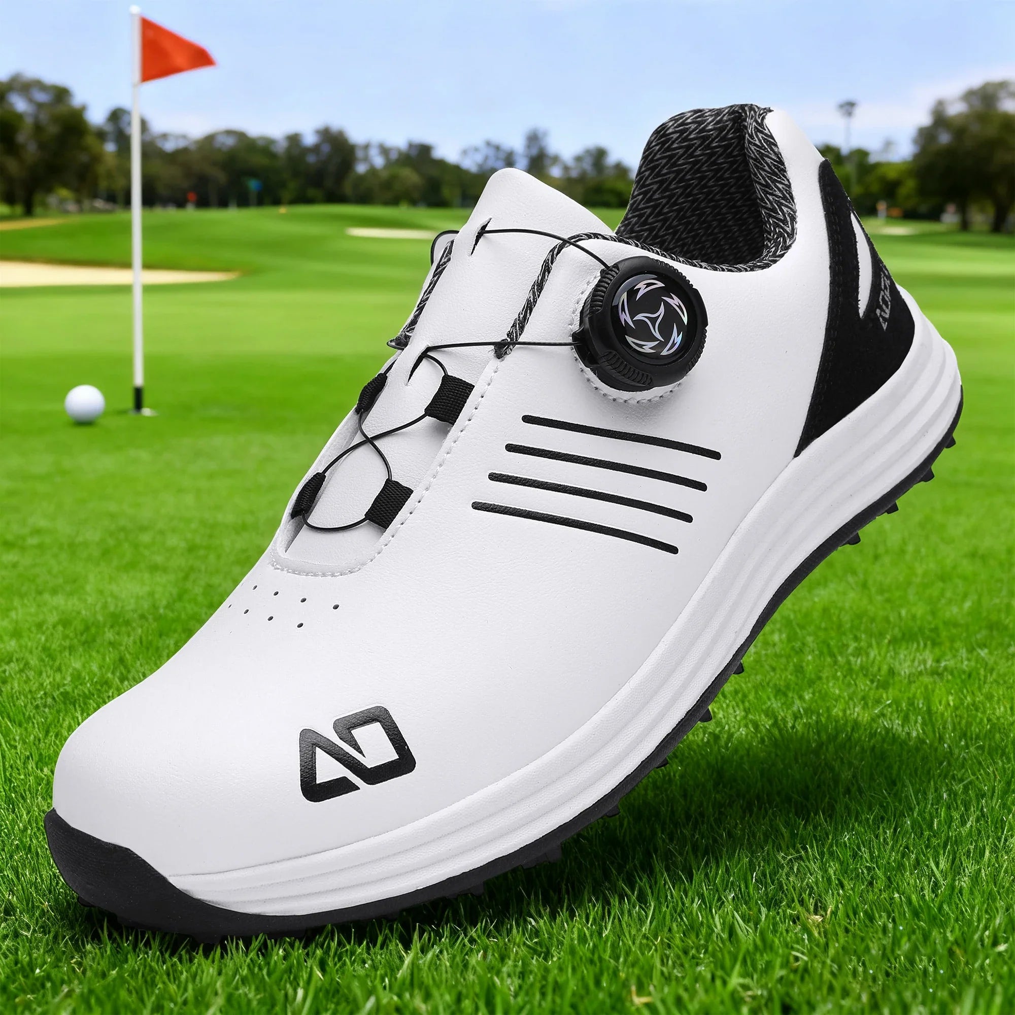 Men's Non-Slip Leather Golf Shoes – Durable TPR Outsole, Lace-Up Closure