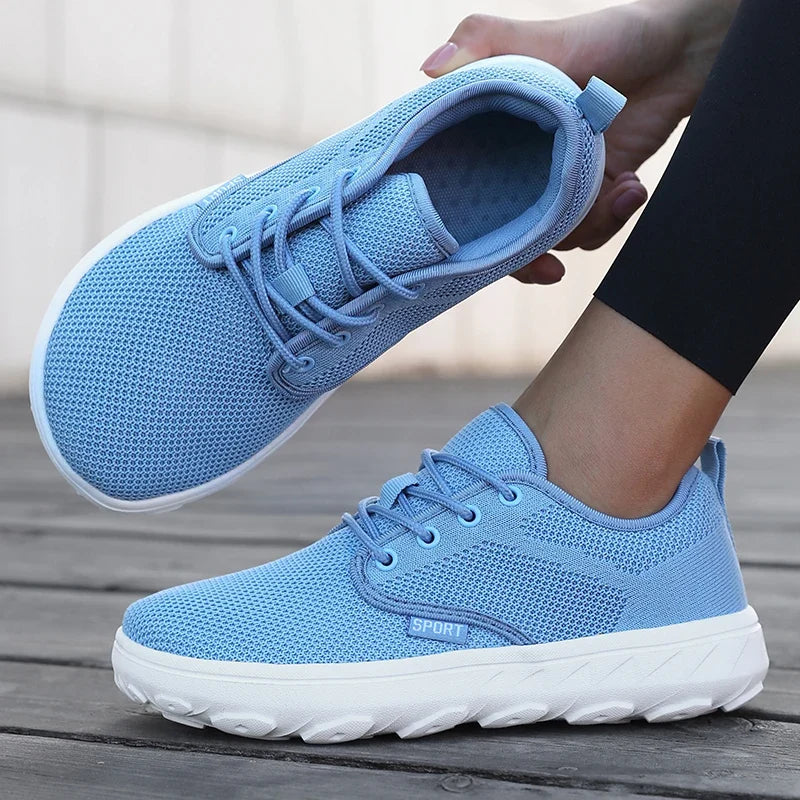 Wide Toe Women Platform Shoe Breathable Knitted Mesh Comfortable Barefoot Casual Versatile Soft Sole Wide Shoes Walking 
