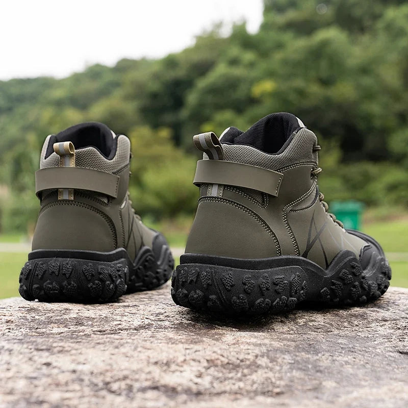 Men's Wide Fit High Top Hiking Boots – Breathable Leather Upper, Durable PVC Outsole