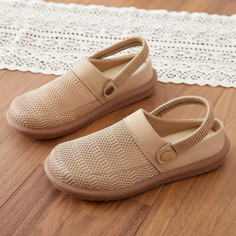 Women's Mesh Clogs Lightweight Breathable Slip On Sandals with Elastic Heel Strap