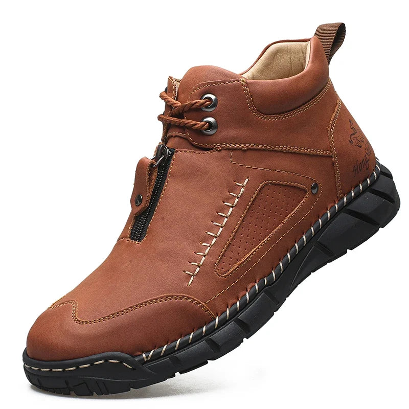 Men's Boots Handmade Split Leather Outdoor Walking Ankle Shoes