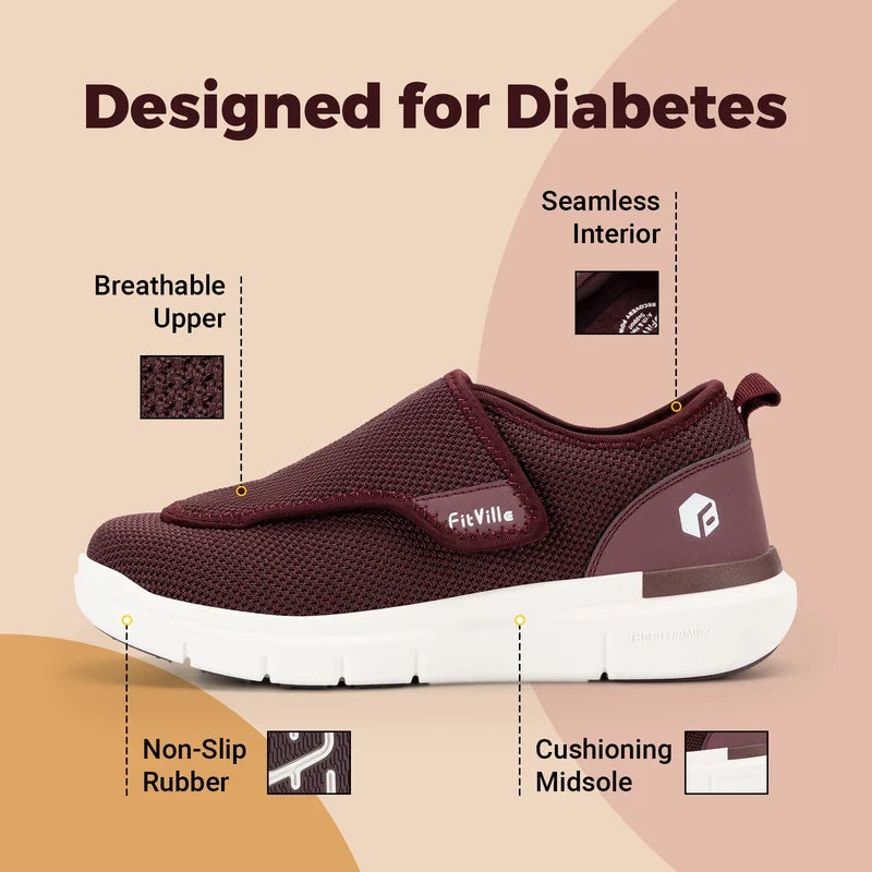 FitVille Women'S Extra Wide Diabetic Orthopedic Adjustable Walking Shoes, Elderly Footwear For Wide Feet, Swollen Feet &