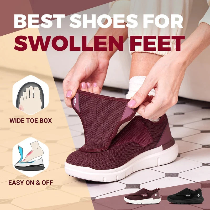 FitVille Women'S Extra Wide Diabetic Orthopedic Adjustable Walking Shoes, Elderly Footwear For Wide Feet, Swollen Feet &